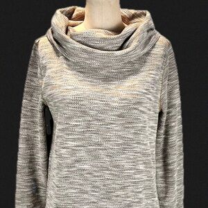 Earthy slouchy cowl neck top long sleeve womens shirt neutral layer boho natural
